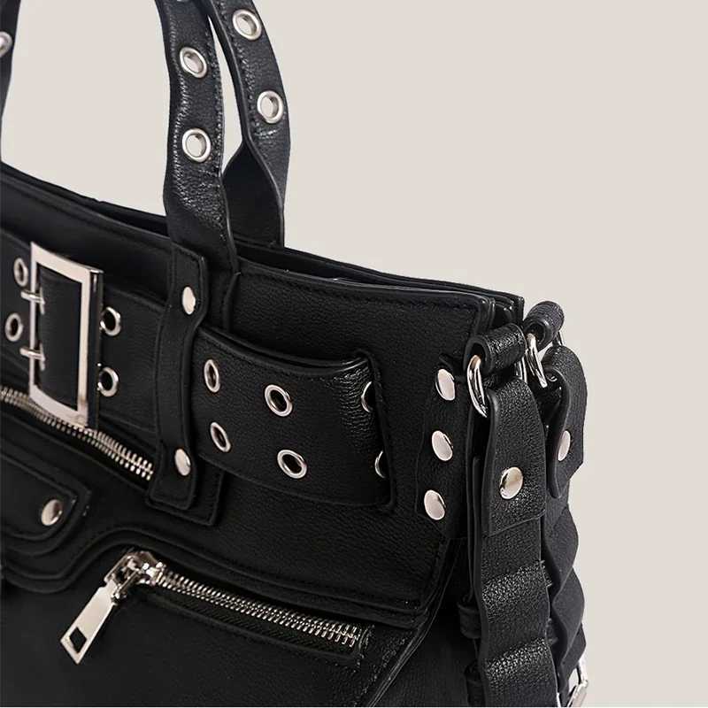 Jiawen Black Gothic Bag 2024 Fi Wan Womens Motorcycle and Bicycle Style Lace Large Capacity Handbag Y250318