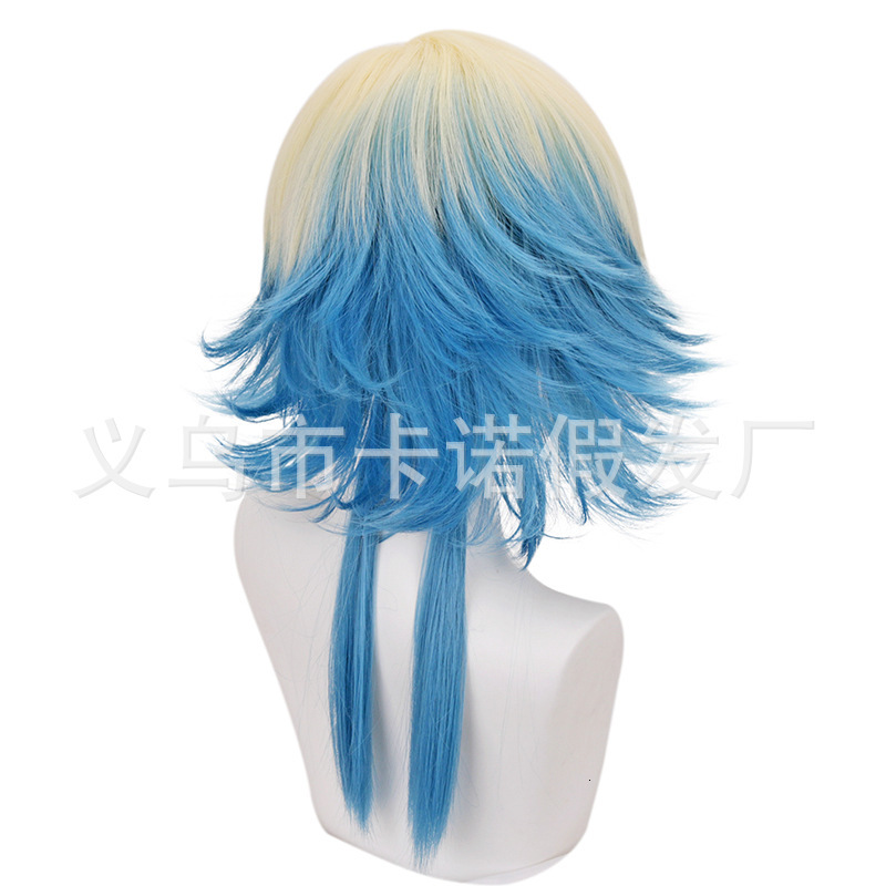Blue Prison Michel Caesar Cos Wig Haired Top Mixed Color Gradient Reversal
