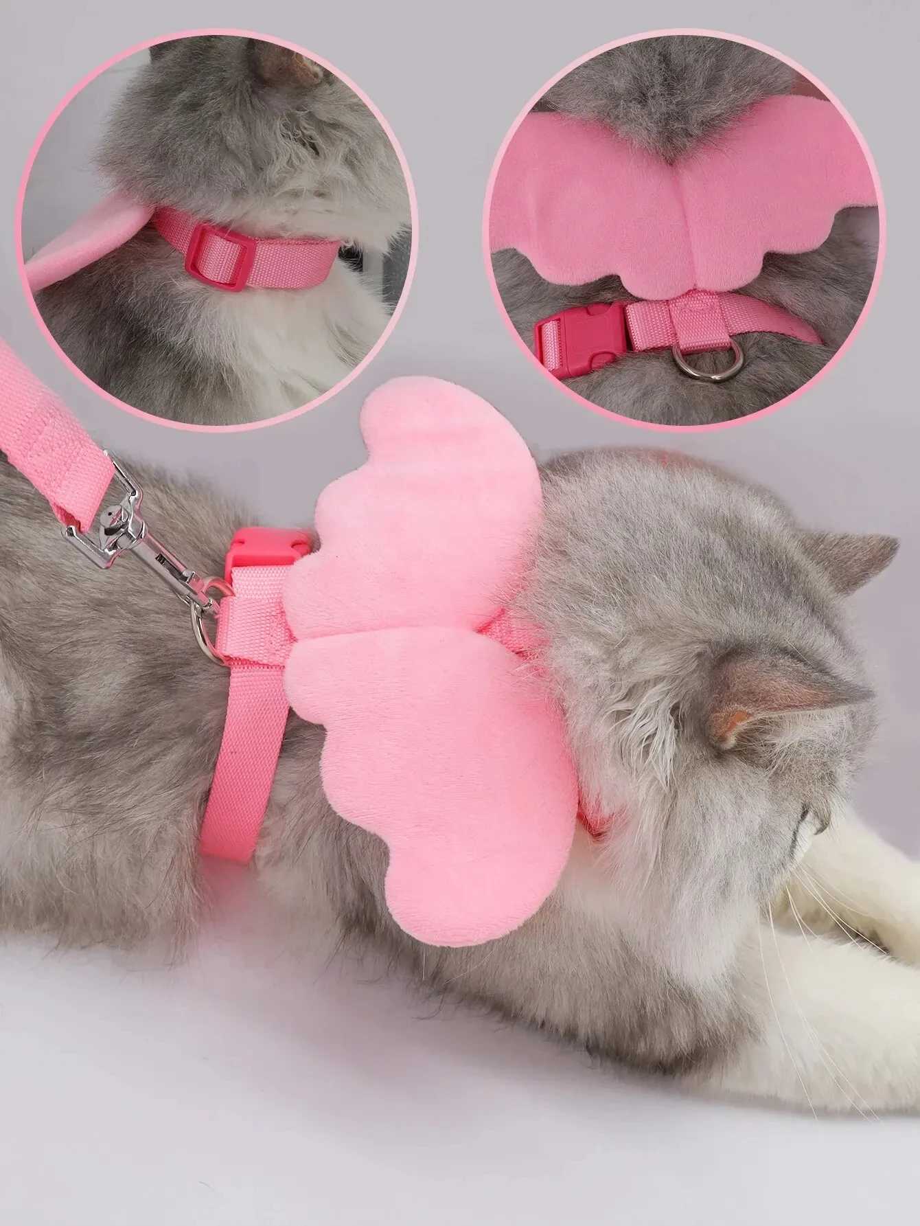 1 set of angel wing pet harness and handle suitable for cat and dog straps rabbit straps cat straps and adjustable chest strapsT250318