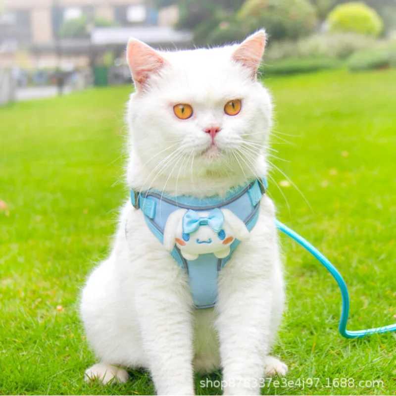 Hot Sanrios pet vest style towing rope Kawaii Kuromi cartoon cat and dog out strap out glowing anti loss rope fashion newT250318