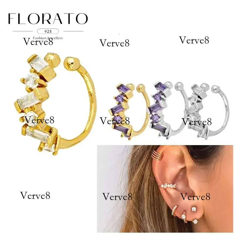 / gold-plated sier ear Clips For Women Dainty Baguette Round Zircon CZ Conch Ear Cuff Earrings Fashion Trend Jewelry