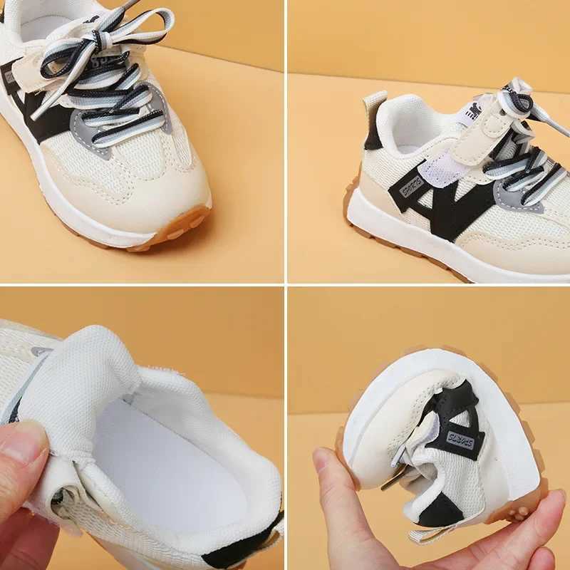 Childrens sports shoes boys and girls sports running shoes anti slip soft sole breathable mesh casual childrens flat shoes spring and autumn W250318