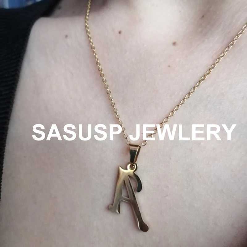 Stainless steel A-Z letter necklace mens personalized jewelry 26 letter necklace Collier pendant 2024 W250318