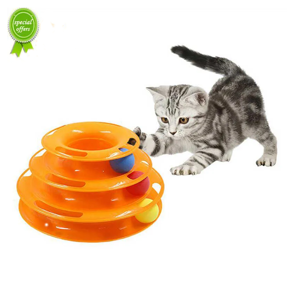 New Three-Layer Cat Turntable Pet Toy Educational Play Track Tower with Teasers and Dishes for Indoor Cats