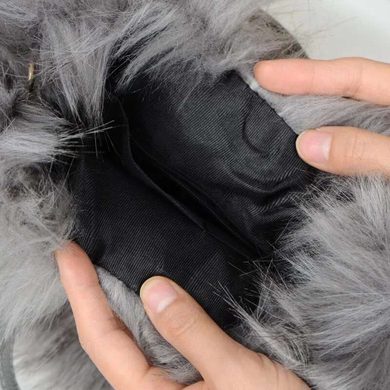 Meet You Women's Large Capacity Faux Fur Tote Bag Fashion Soft Plush Spliced Pu Leather Handbag Winter Fluffy Warm Shopper Purse