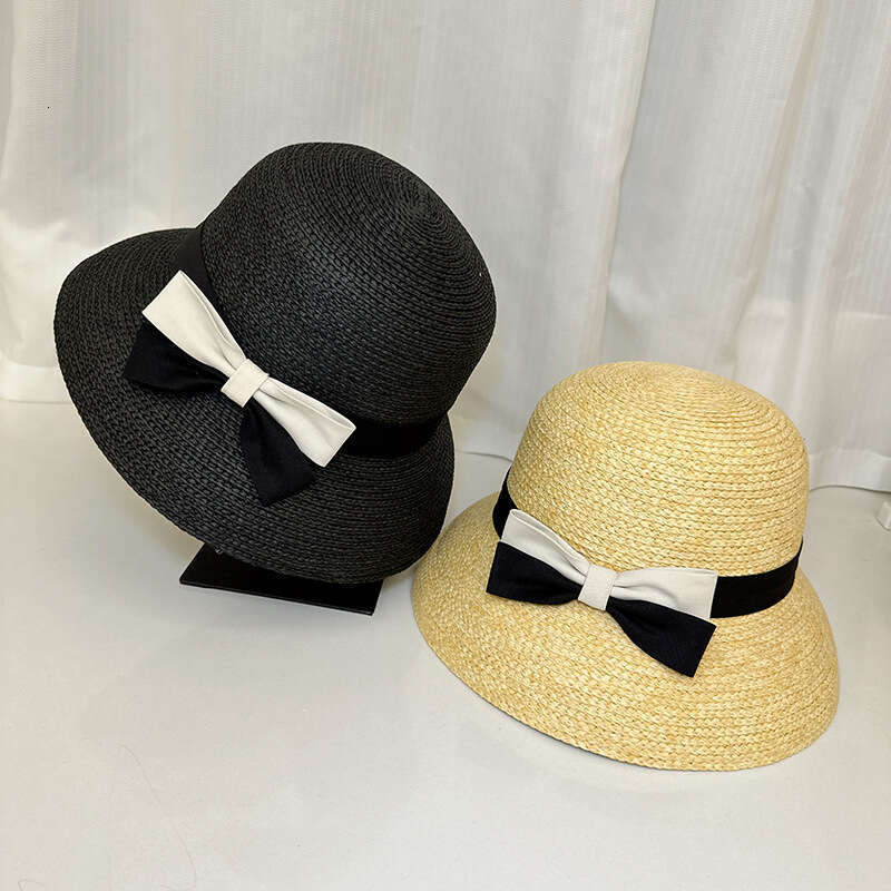French bow straw women's summer beach vacation sun fashionable lampshade top hat