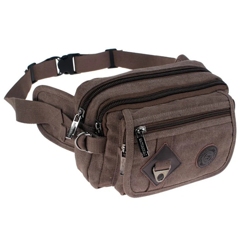 High Quality 2024 Fashion Casual Canvas Messenger Bags Waist Packs Purse Men Portable Vintage Men Waist Bags Travel Belt Wallets 250314