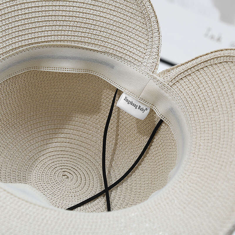 Large eave shading fisherman women, summer woven breathable bow grass for traveg on the beach, sun protection basin hat