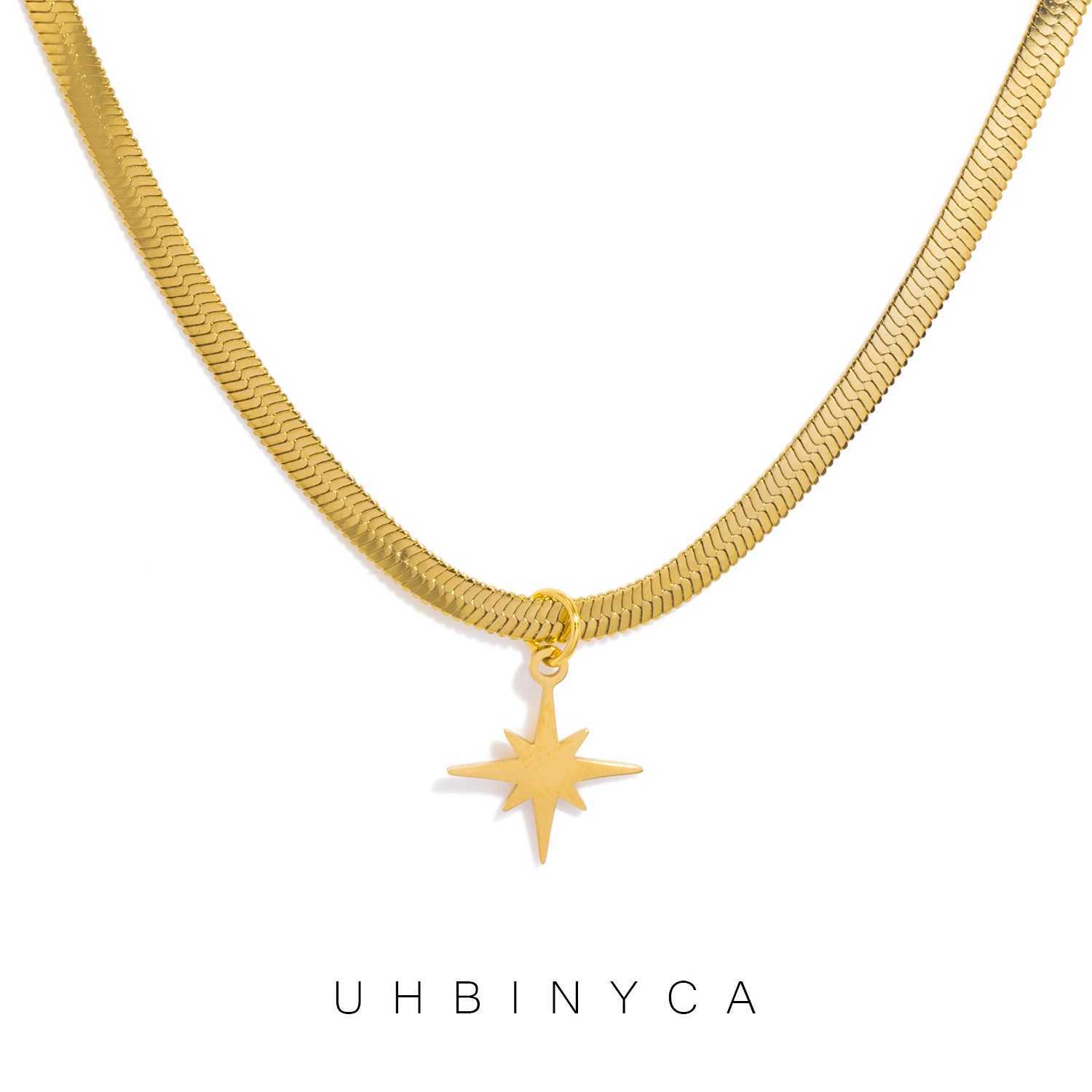 Minimum Stainless Steel Star Pendant Necklace Flat Snake Chain Jewelry Temperature Necklace Womens Necklace W250318