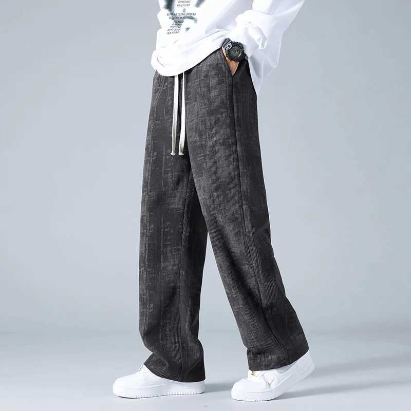 New autumn mens Corduroy fabric casual pants sports pants high-quality couple wide leg breathable runner straight neutral pocket pants W250318