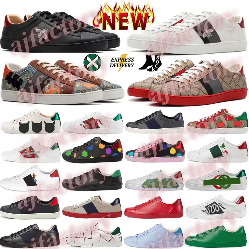 Designer Sneakers Casual Bee Shoes Italy Snake Leather Black men Tiger Chaussures interlocking White Black Sports shoes