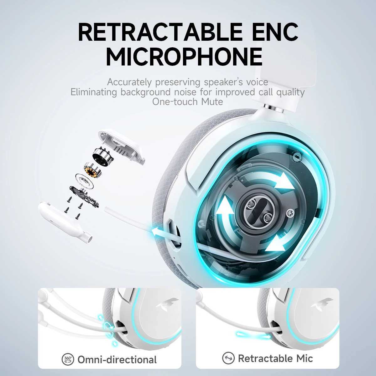 Picun G2 2.4GHz BT wireless gaming head suitable for PC phone 5ms low latency 7.1 surround wired headset ENC microphone M250318