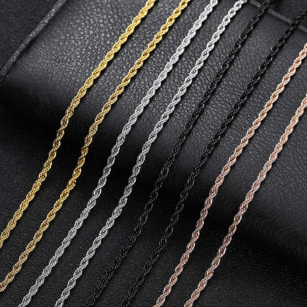 HNSP 3MM Stainless Steel Twisted Chain Necklace Womens Necklace Jewelry Pendant Accessories Rose Gold Black Silver W250318