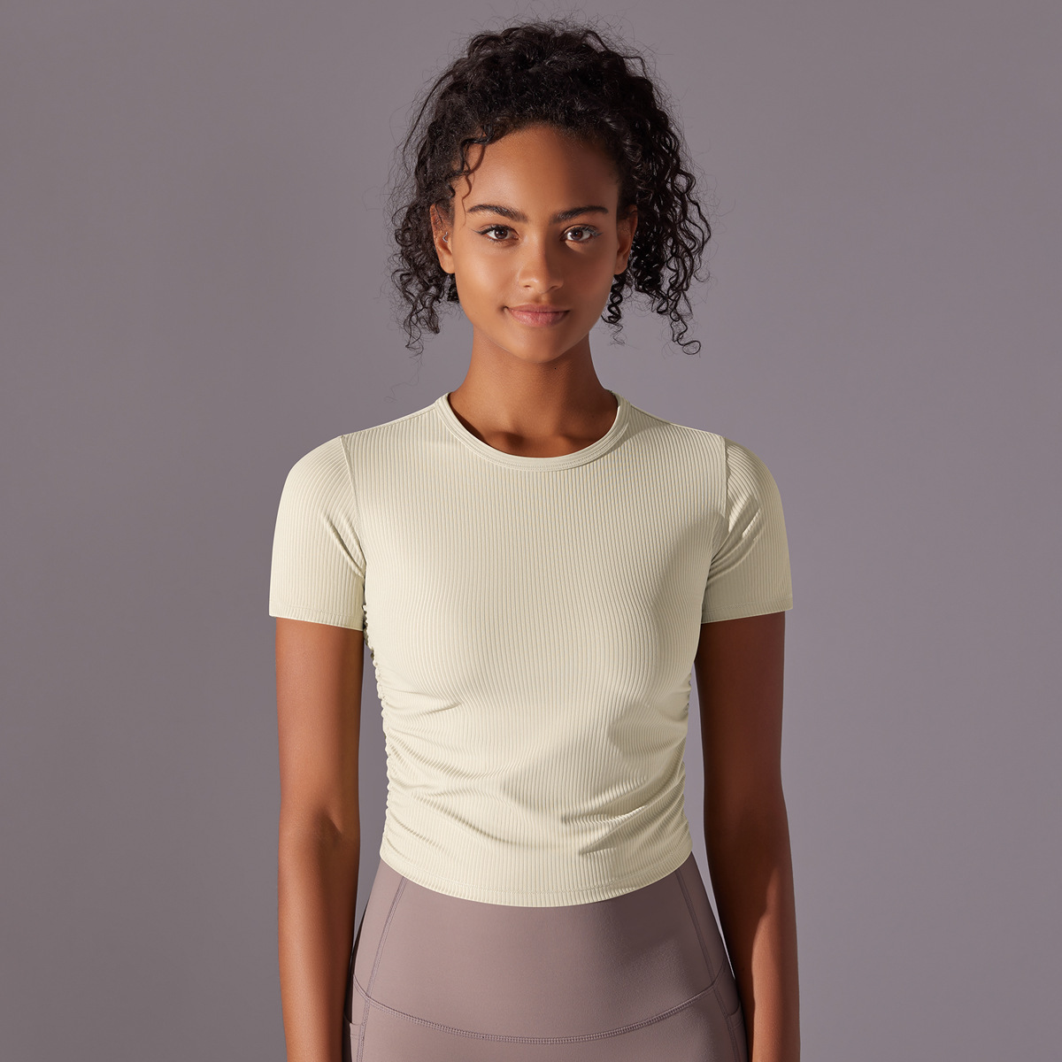 New tracksuit Threaded Solid Color Tight High Elasticity Breathable Sports Short Sleeve T-shirt Running Fitness Yoga Clothing Top for Women leggings