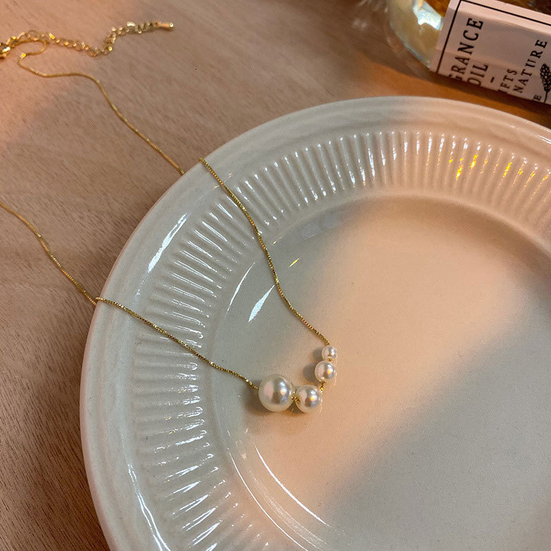 Size Imitation Pearl Beaded Necklace Female Ins Summer Senior Sense Choker Collarbone Chain Jewelry