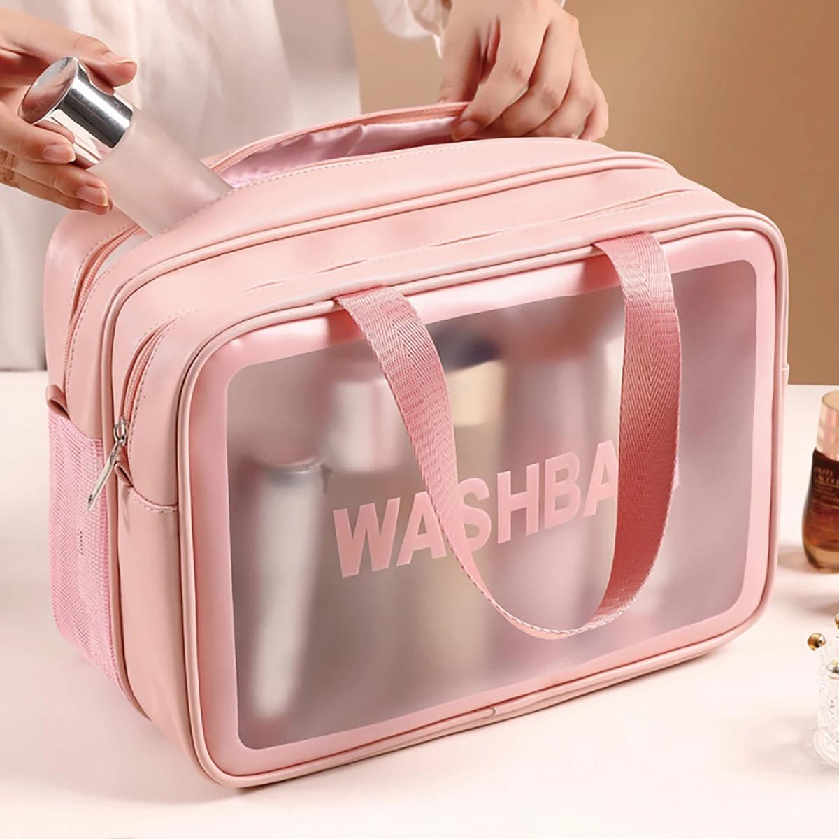 Travel Origanizer Large Transparent Dry Wet Separation Makeup Bag for Traveling and Home 250314