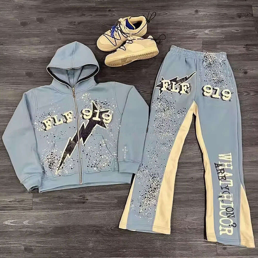 Men's Tracksuit Trendy Men's And Women's Hoodies Two-Piece Set American Heavy Industry Sportswear