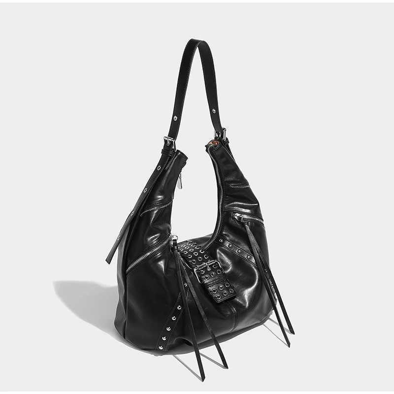 Niche Trend Hot Girl Motorcycle Bag Ladies Large Capacity Versatile Handbag Fi Shoder Horn Bag Underarm Bags Z250514