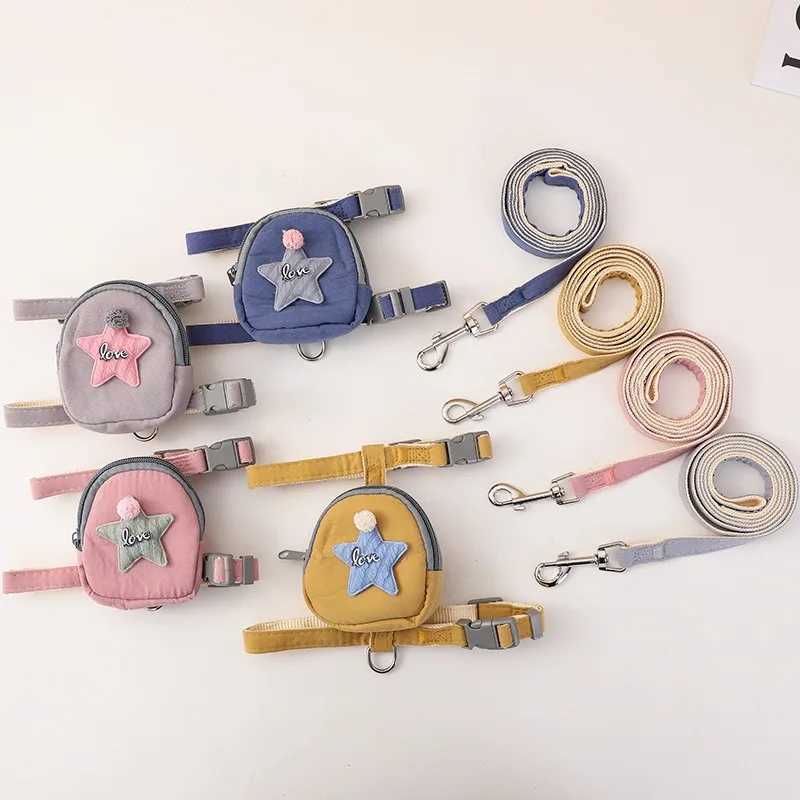 Cute starfish cat dog leash vest chest muscle backpack pet outdoor supplies school backpack pet suppliesT250318