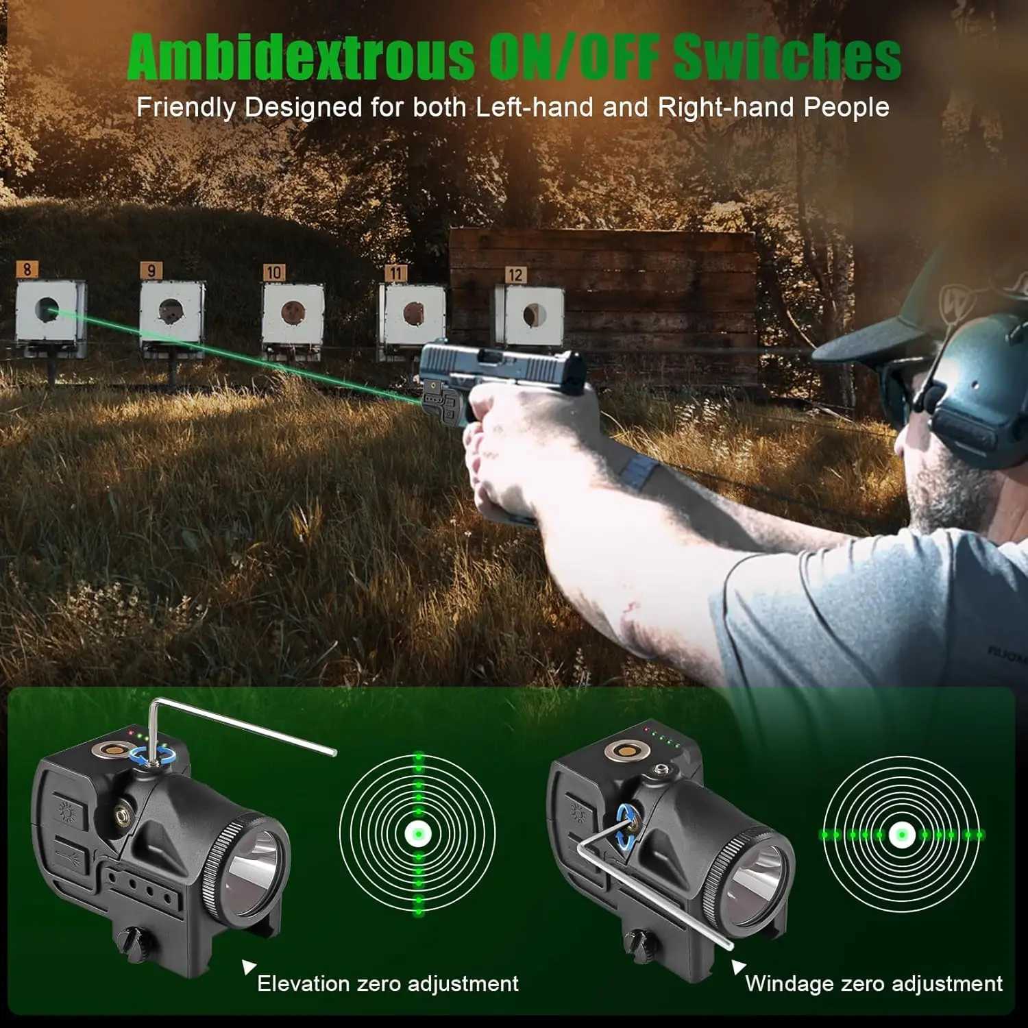 500 lumens pistol light laser combination tactical flashlight with laser sight rechargeable weapon light air gun torch X250318