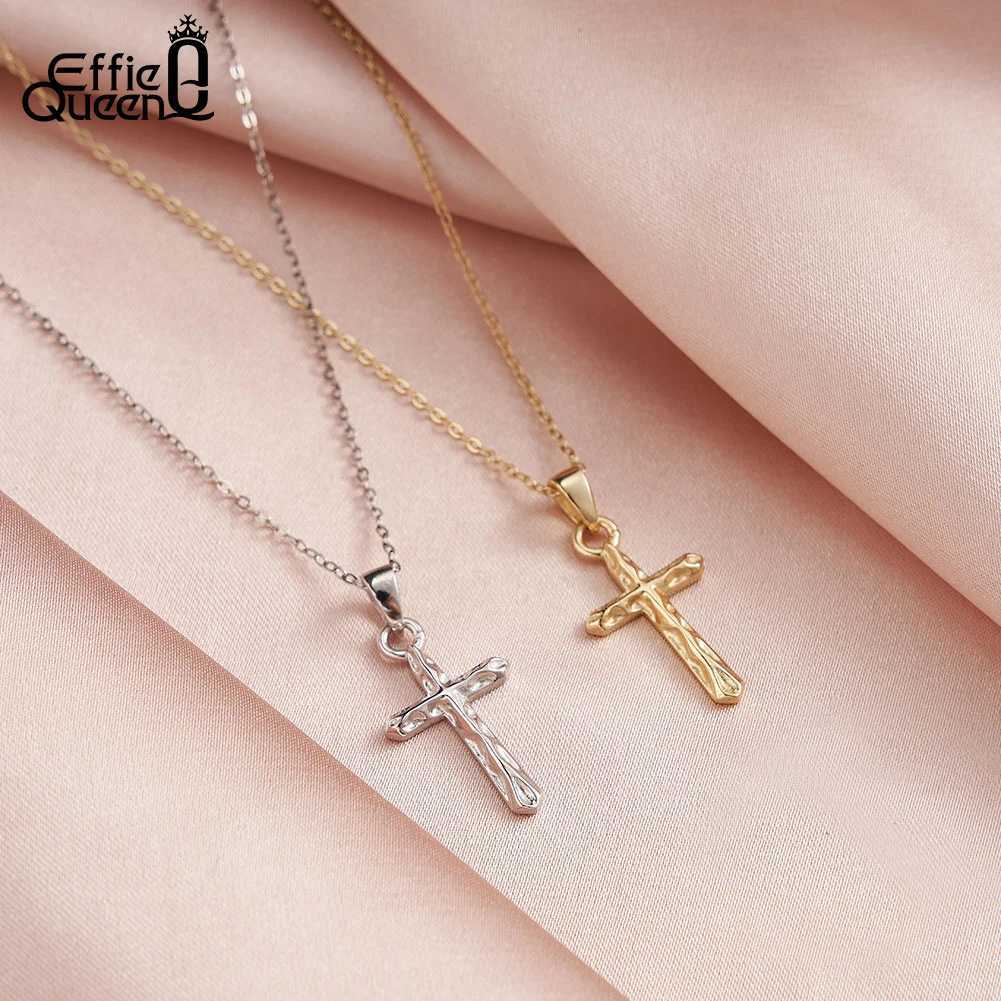 EFFINE QUEEN Exquisite 925 sterling silver cross pendant necklace with cable chain church accessories religious presence GAN02 W250318