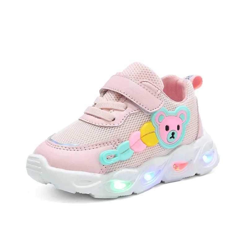 2023 Autumn Shining Sneakers for Girls and Boys Led Lighting Casual Shoes Childrens Breathable Mesh Sneakers Tenis Baby MeninoXJ250318