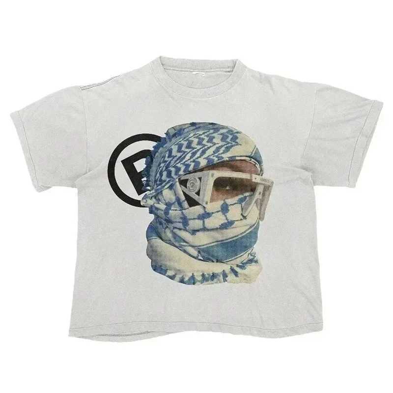 Punk aesthetic Harajuku graphic printing Y2K cotton mens T-shirt retro hip-hop T-shirt rock goth street clothing short sleeved EMOXJ250318