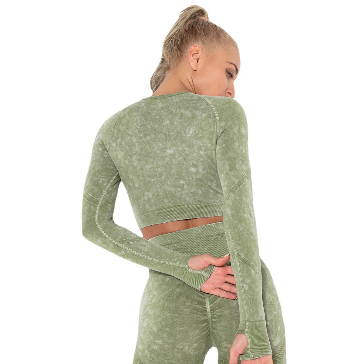 New sexy tracksuit fitness for women, tight fitting, quick drying, water washing, sports running, long sleeved top, yoga suit leggings