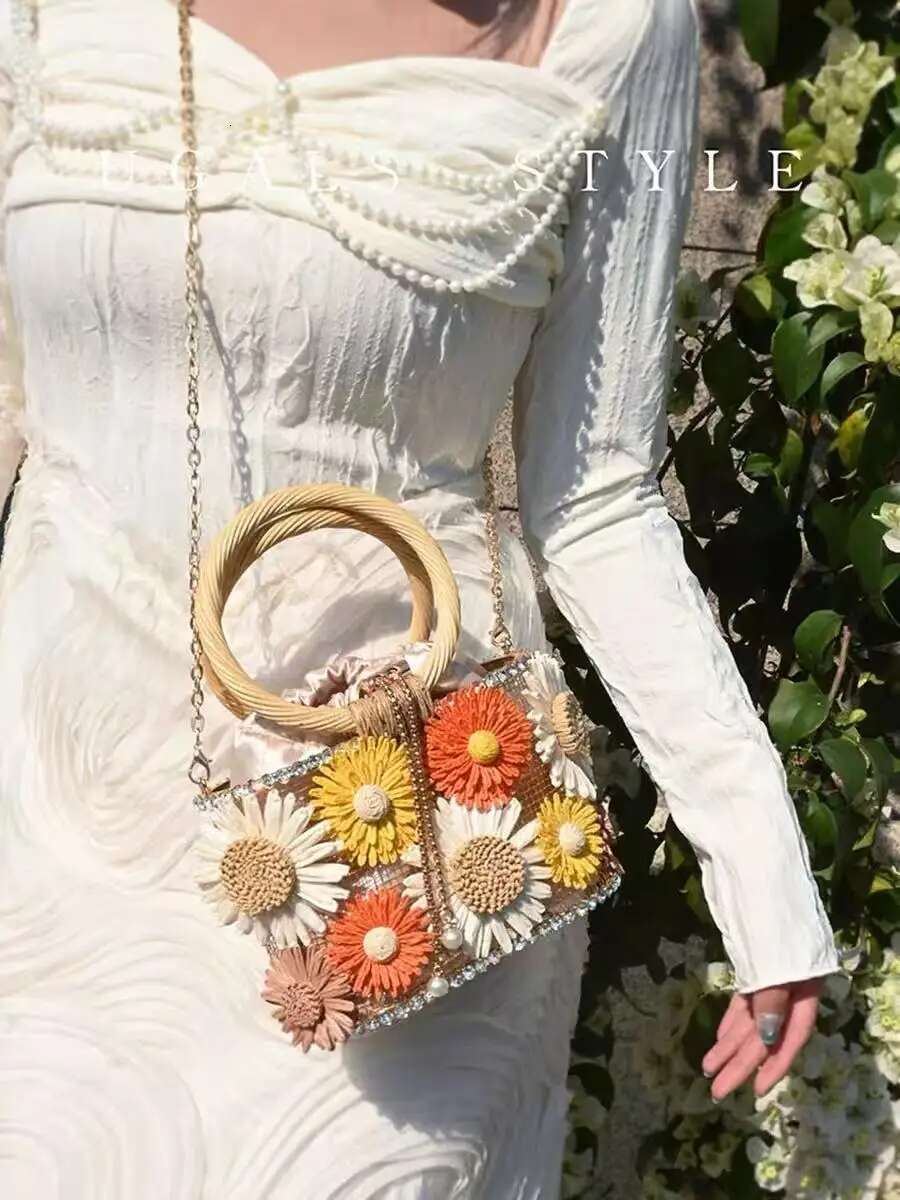 Designer Fashion Appliques Ral Women Handbag Metal Cage Glitter Dia Clutch Purse Holiday Beach Crossbody Bag