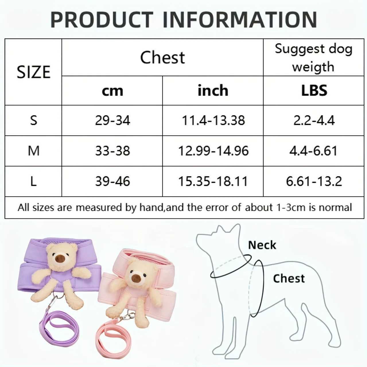 Pet dog chest back Pet dog Vest Clothing Pet Chest Back Spring/Summer New Bear Chest Harness LeashT250318
