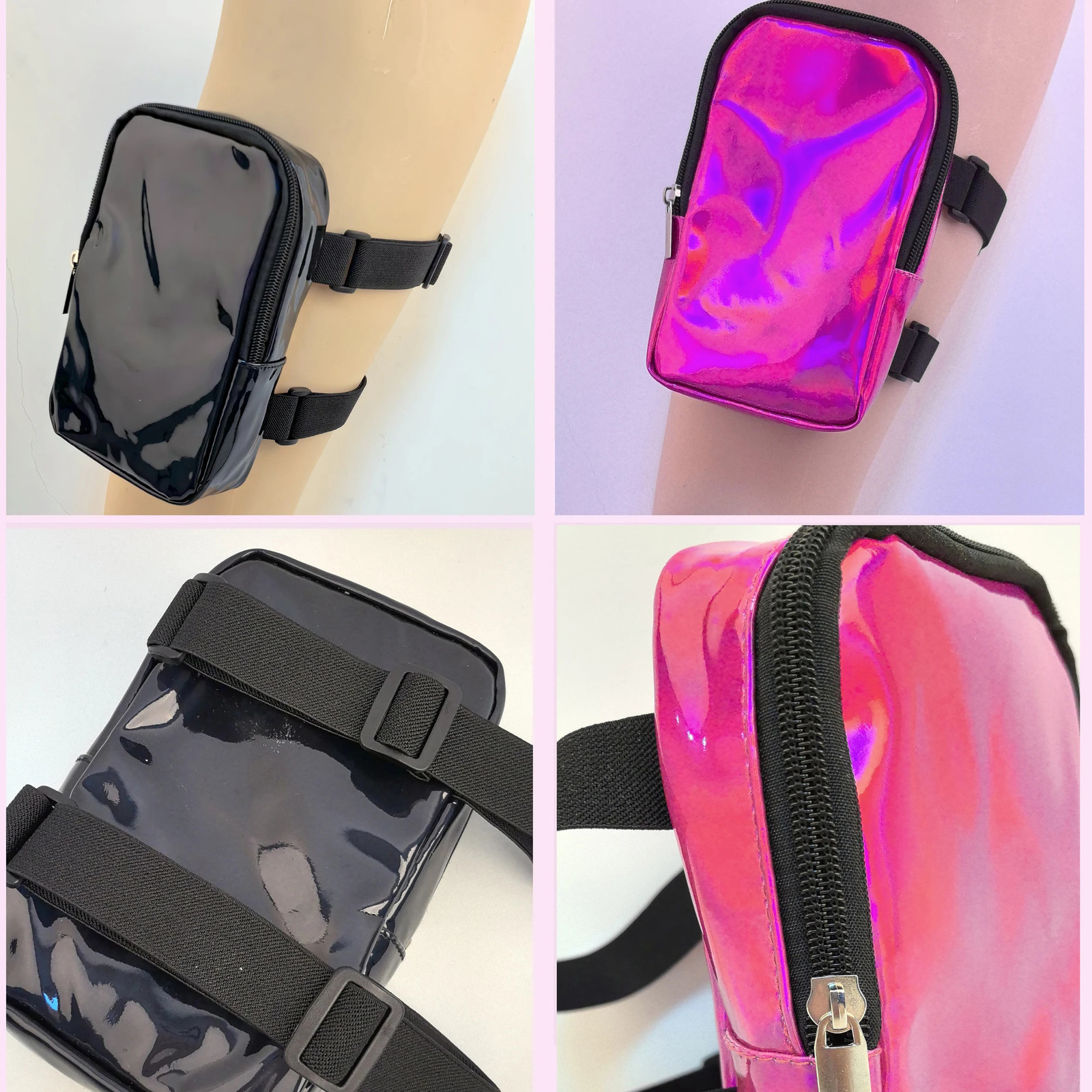 2024 Carnival Thigh Bag Holographic Thigh Bag for Women Adjustables Straps PU Waist Pouch Leg Bag for Carnival 250314