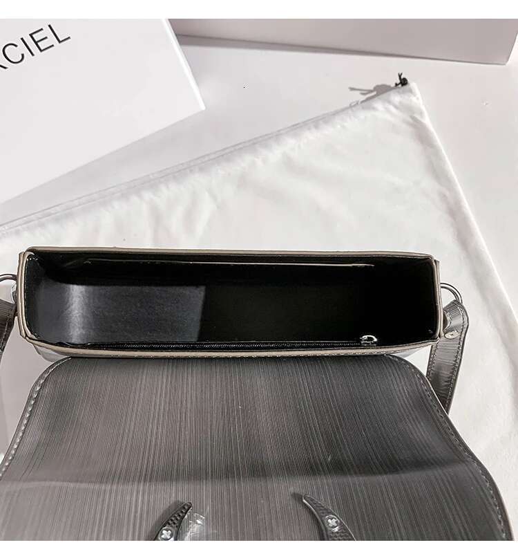 High Quality Textured Leather Half Moon Women's Handbag Gradient Gray Underarm Lady Purse Fashion Shoulder Messenger Bag