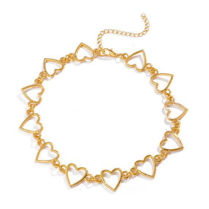 Hollow Love Patchwork Necklace For Women Simple Fashion Alloy Choker Collarbone Chain Jewelry for Women