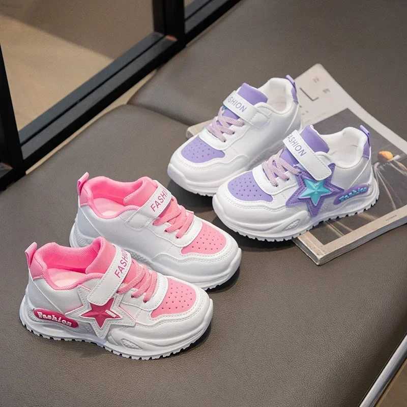 Girls Sports Shoes Princess Sle Sweet Stars Kids Sneakers Thick Soft Sole 2025 New Fashion Children Running Shoes Hook loop W250318