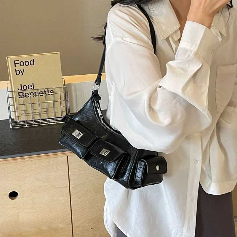 LEFTSIDE dual pocket PU leather shoe bag used for warm 2024 winter Y2K Fi trend cross body bag Fem handbag Y250318