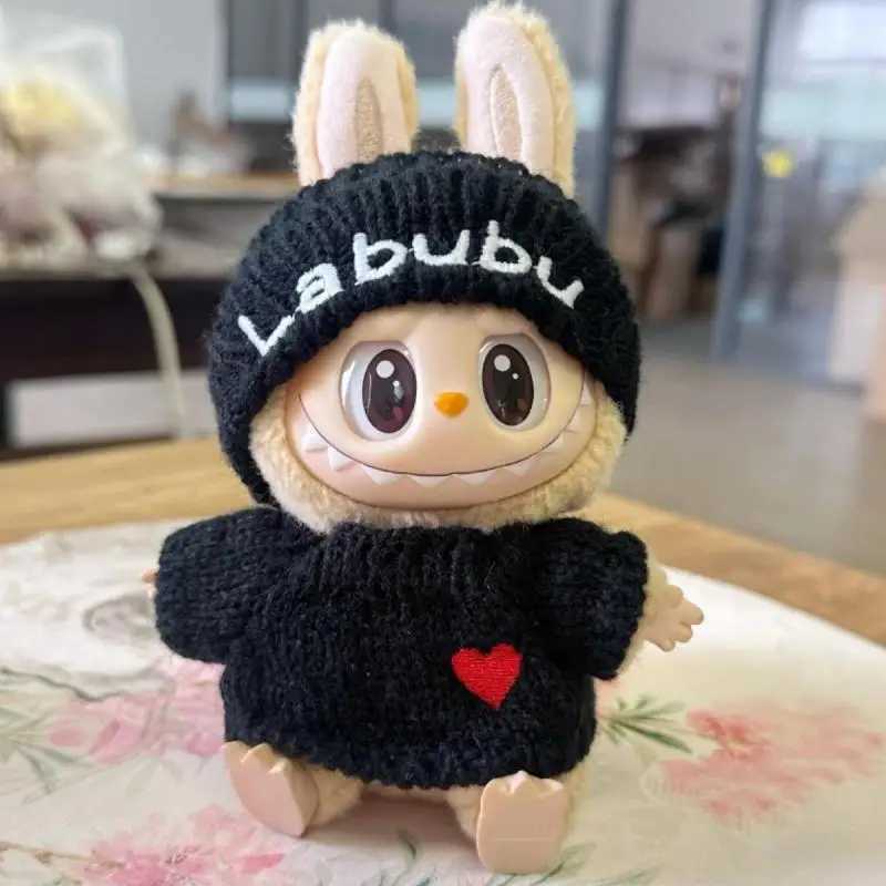 Kaii High Value 17cm Labubu Doll Set Second Generation Blind Box Sitting Party Series Love Sweater Bear Label Hat Set Y250318