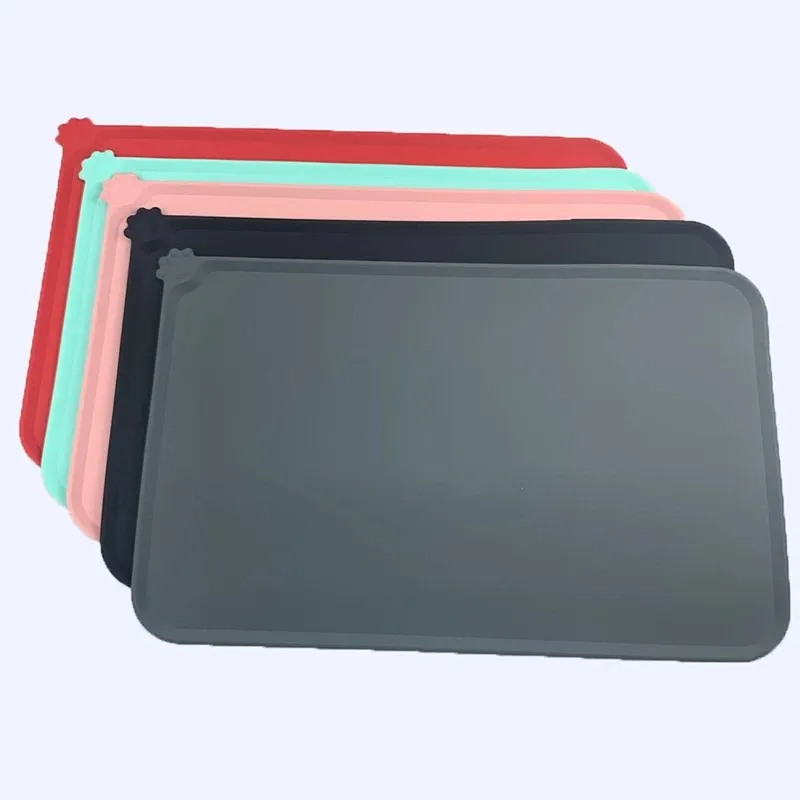 New Waterproof Pet Mat For Dog Cat Solid Color Silicone Pet Food Pad Pet Bowl Drinking Mat Dog Feeding Placemat Easy