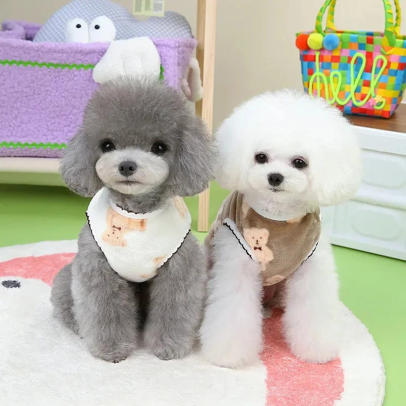 Pet clothing autumn winter small dog plush vest cute sweater warm velvet kitten puppy cardigan Chihuahua Yorkshire 250318