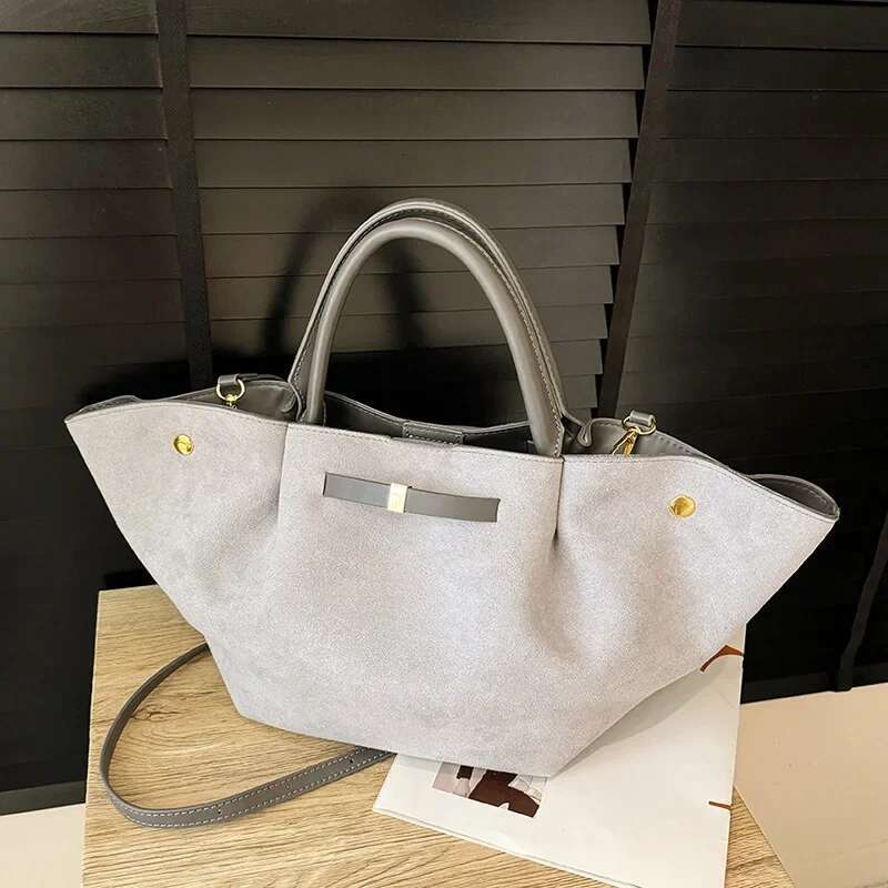 Meet You 2025 Autumn Winter New Scrub Faux Suede Tote For Women Vintage Design Large Capacity Daily Commuter Shoulder Bag