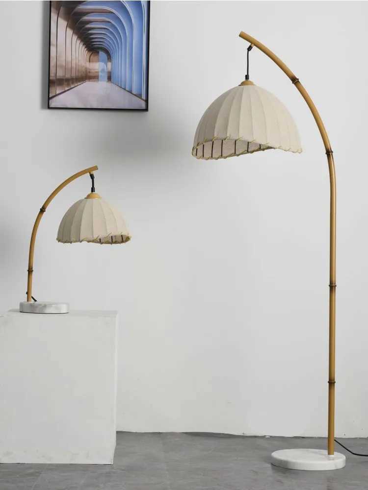 Foyer Wabi Sabi canvas shadow LED floor light Nordic bamboo design metal floor light Nordic Minimalism Living Room Lustre light X250318