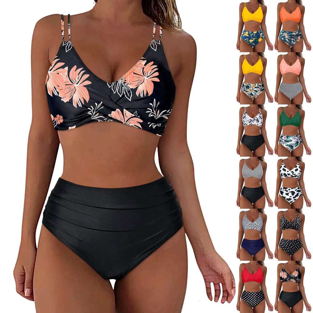Women's Floral Printed Assorted Swimwear High Waist Bikini Sexy Push Up Two-Piece Swimwear Vintage Swimwear Bikini Sets