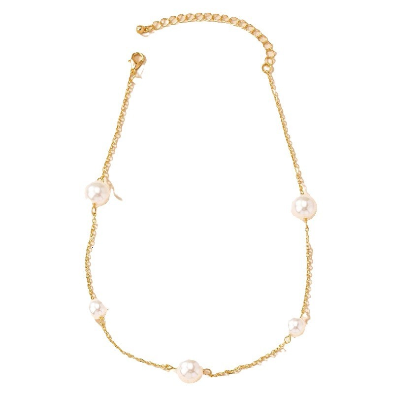 Imitation Pearl Chain Necklace Female Network Red Ins Light Luxury Style All Collarbone Chain Choker Jewelry
