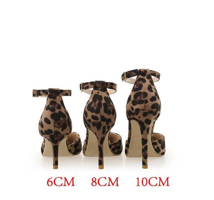 2019 Sexy Leopard Wen Shoes High H 6-10CM Elegant Water Pump Wen Sandals Printed Pointed Toe Luxury Single Shoes Y250317