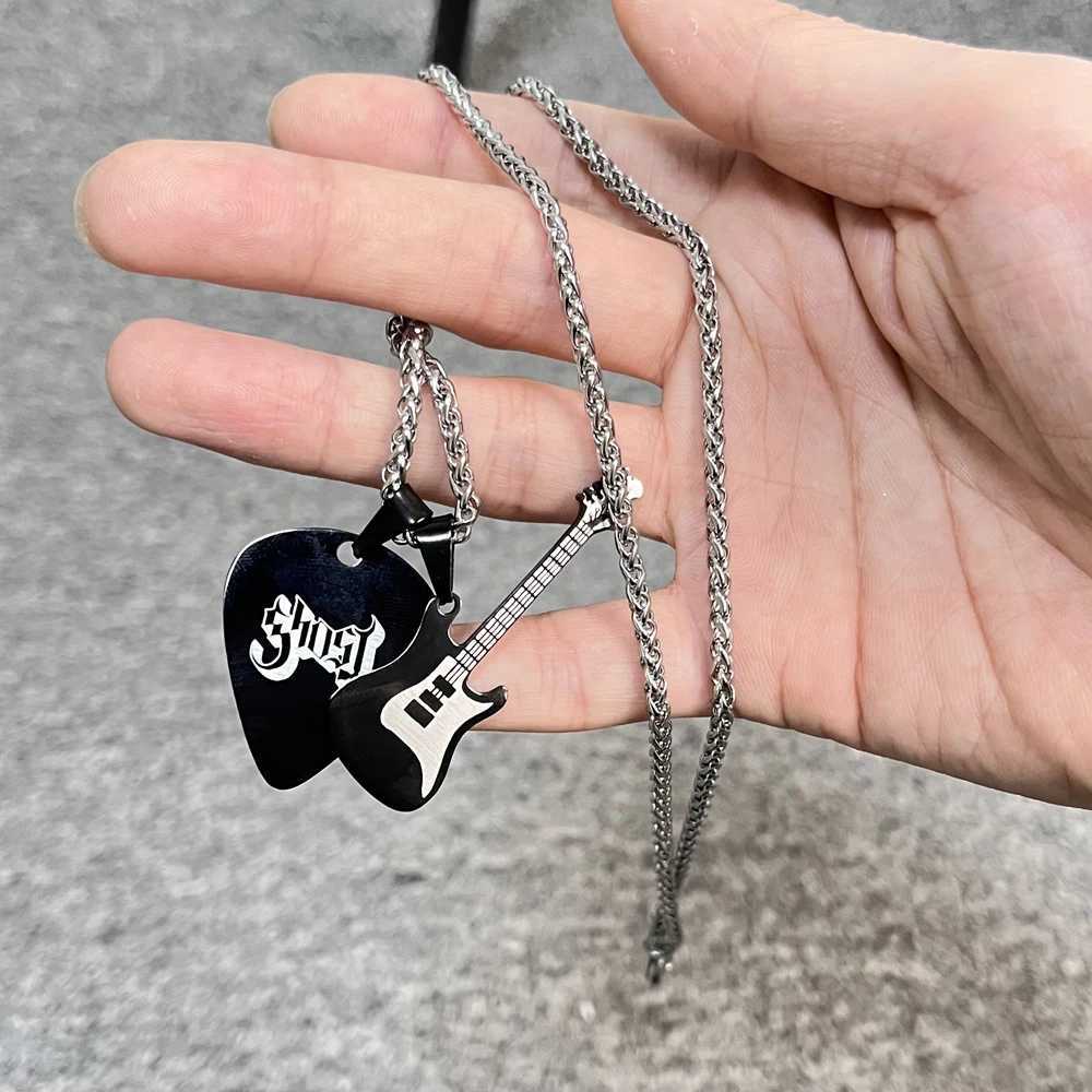 Stainless Steel Ghost bc Nameless Ghoul Cosplay Necklace Unisex Guitar Pick Pendant Chain Choker Jewelry Accessories Gifts W250318
