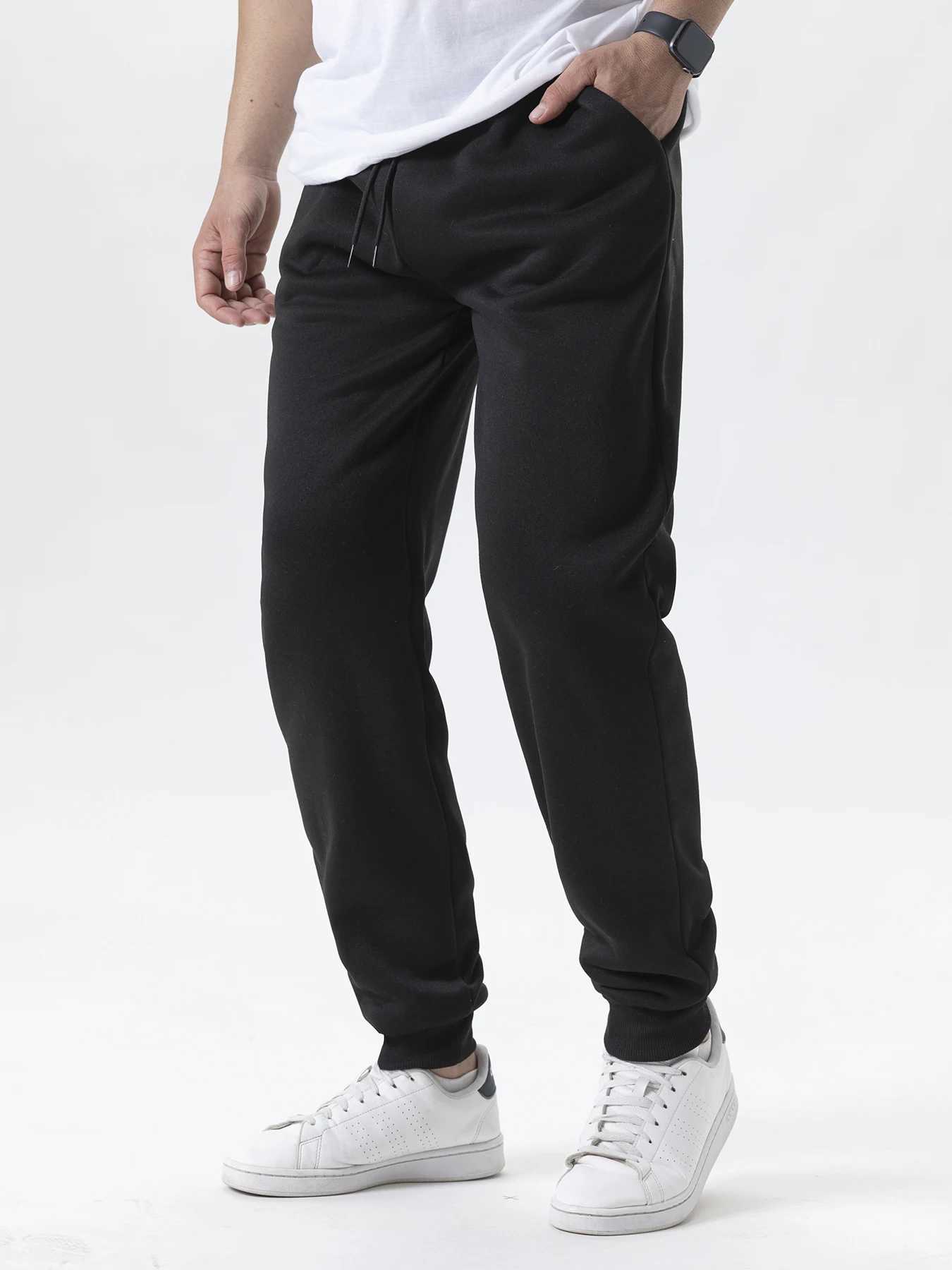 Mens casual pants autumn and winter wool sports pants mens jogging pants elastic waist sports and leisure Trouser backpacks fitness gym clothing W2503