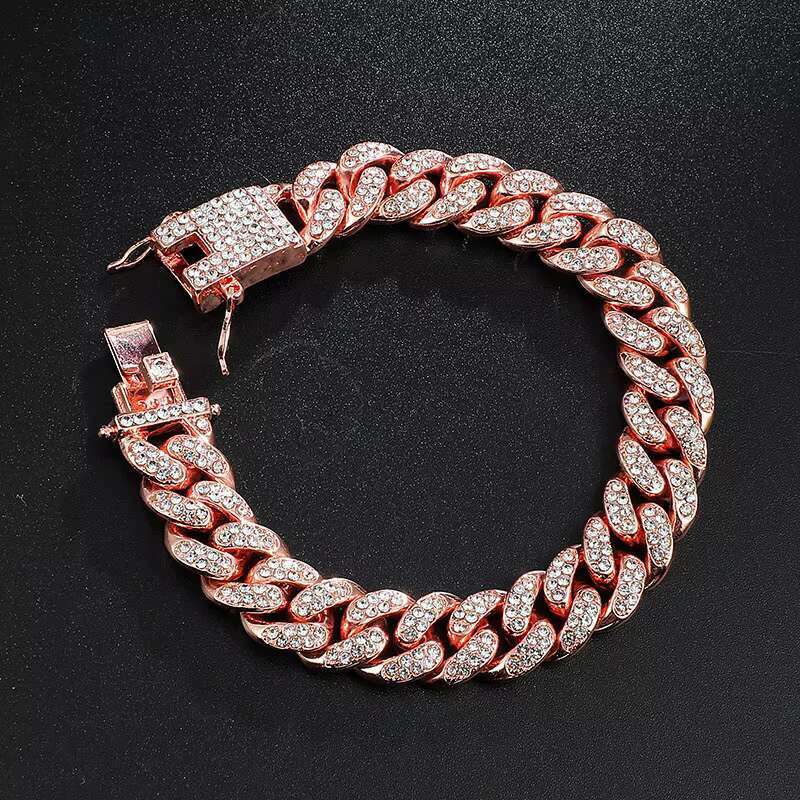 Hip hop accessory 13mm full diamond fashion Cuban chain bracelet