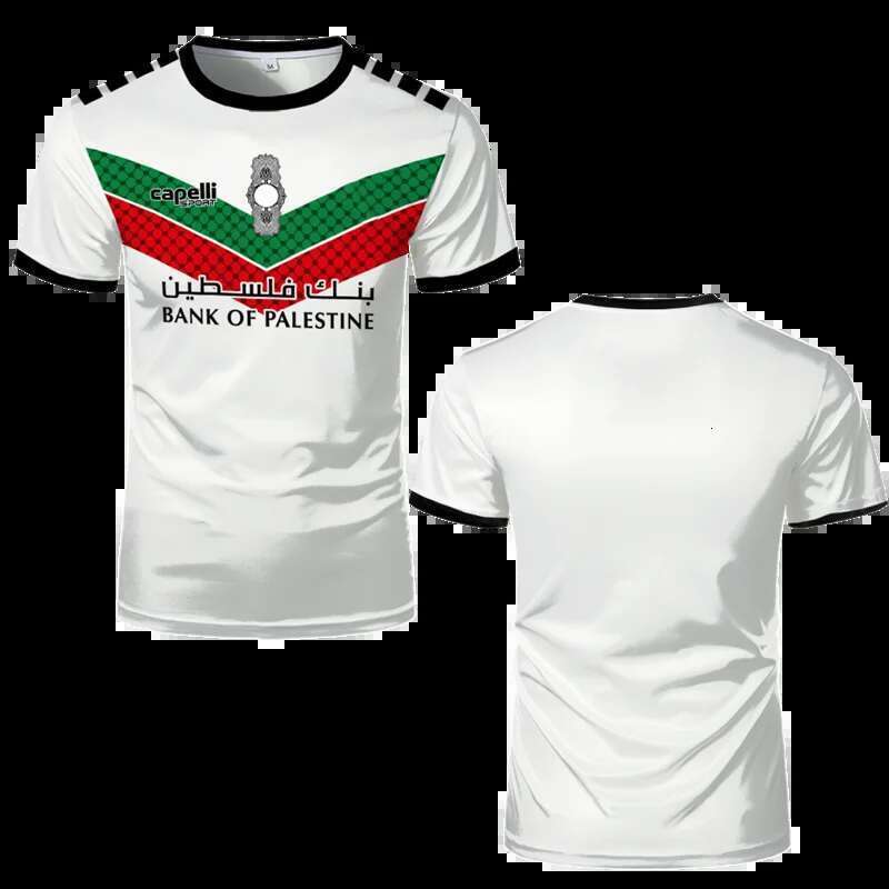 Fashionable Palestinian flag football jersey, fashionable summer round neck 3D national emblem printed sports casual T-shirt, Uniex loose T-shirt