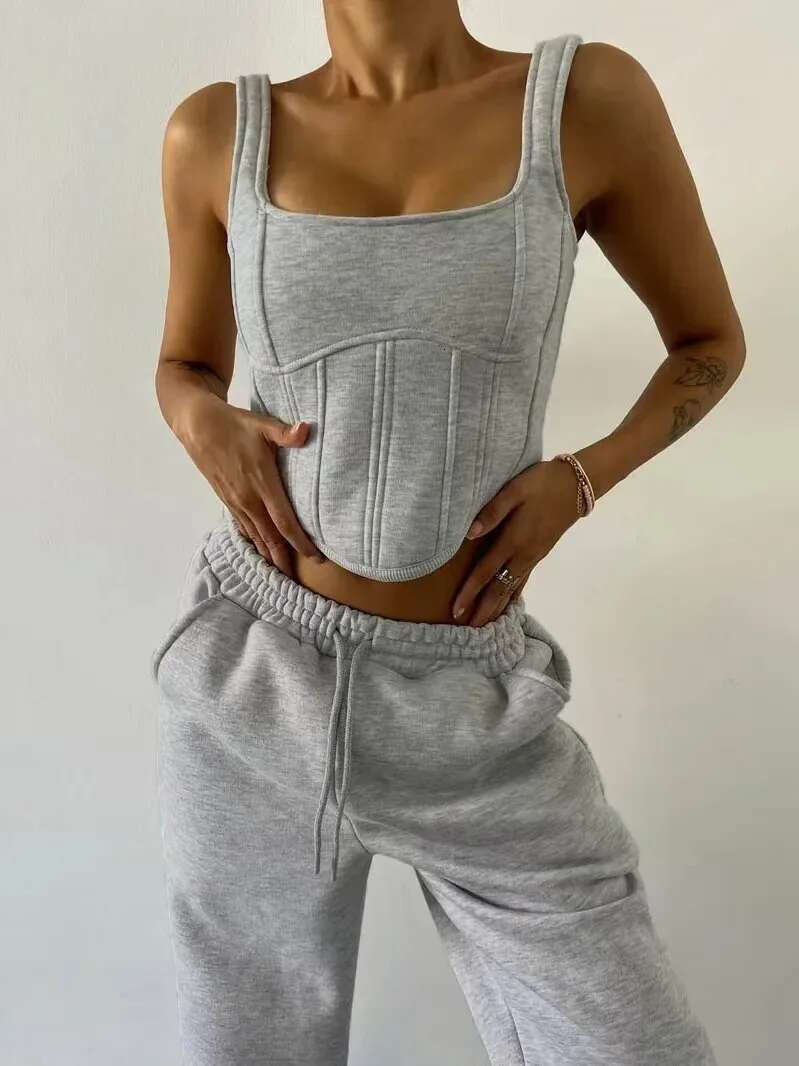 Y2k Solid Color Sexy Corset And Hoodies Set Sensual Spice Girl Strap Crop Tops Patchwork Fishbone Bandage Corsets Casual Hoodie