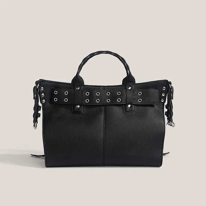 Jiawen Black Gothic Bag 2024 Fi Wan Womens Motorcycle and Bicycle Style Lace Large Capacity Handbag Y250318