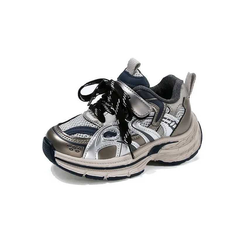 Student running shoes thick soft sole childrens sports shoes breathable mesh 2025 new fashion childrens basketball shoes anti slip W250318
